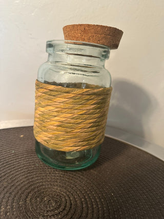 Jar Green Glass Straw Cork 7inch  MTS|83752