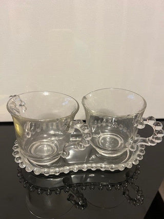 #653 Boopie Glass Cream Sugar Tray Set