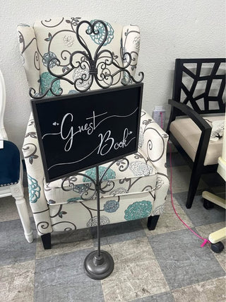 Tall Standing Metal Chalkboard "Guest Book" Sign RCD