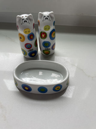 ceramic salt and pepper shakers w tray-RSV|97359