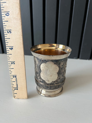 Vintage silver plate ornate beaker cup RSV|105388