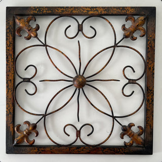 Square Metal Wall Hanging Fleur De Lis design RSV