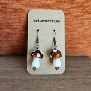 bri.craftique - Brown Glass  Mushroom Drop Earrings (BRI) - MTS|120172