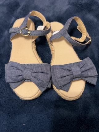 NEW Janie And Jack Bow Chambray Espadrille Sandals Sz 9