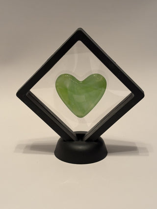 Fused Glass - Light Green Heart in Floating Frame - AnoGlass RSV|46053