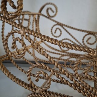 Vintage Gold Metal Sleigh Centerpiece Basket MTS|124058