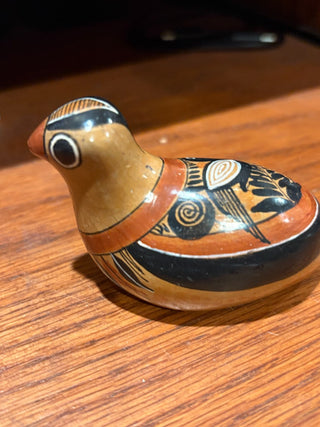 Vtg. Tonala Mexican pottery bird 2.5" long x 2" tall
