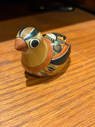 Vtg. Tonala Mexican pottery bird 2.5" long x 2" tall