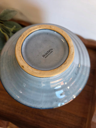 Blue Ceramic Ribbed Planter Vase