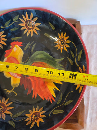 Susan Winget Rooster Sunrise Serving Bowl