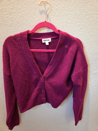Magenta Open Edit Cropped Sweater (Size Small)