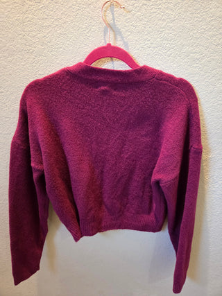 Magenta Open Edit Cropped Sweater (Size Small)