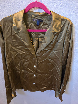 Olive Green Silk Banana Republic Blouse (Size Large)