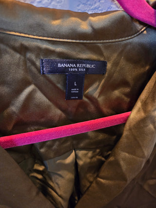 Olive Green Silk Banana Republic Blouse (Size Large)