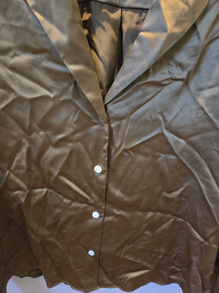Olive Green Silk Banana Republic Blouse (Size Large)