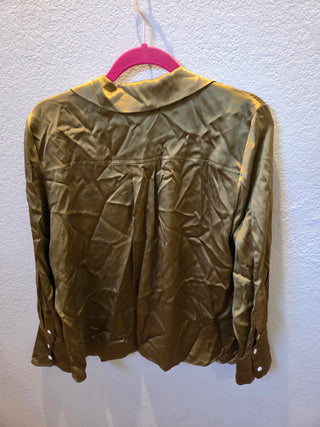 Olive Green Silk Banana Republic Blouse (Size Large)
