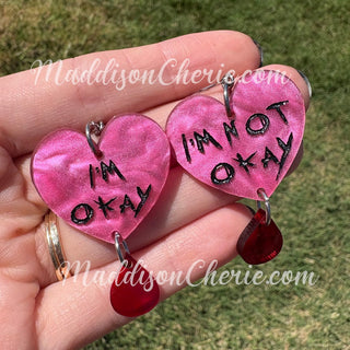 Okay/Not Okay Pink Dangle Earrings MTS