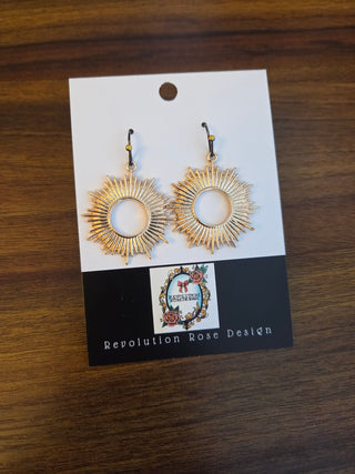 Gold Sun Dangle Earrings