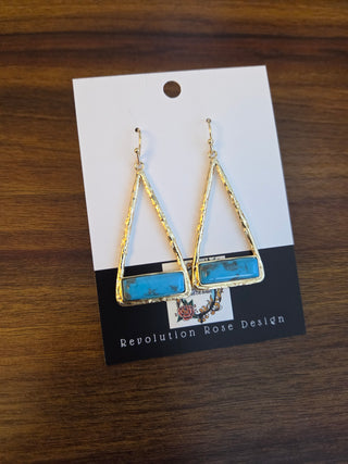 Gold Plated Turquoise Dangle Earrings