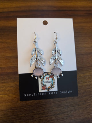 Stainless Steel Pink Flower Earrings