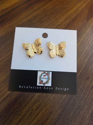 Gold Plated Butterfly Stud Earrings