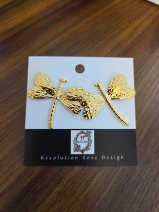 Gold Plated Dragonfly Stud Earrings