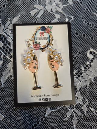 Gold Plated 3D Champagne Earrings