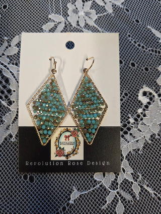 Beaded Triangle Boho Earrings