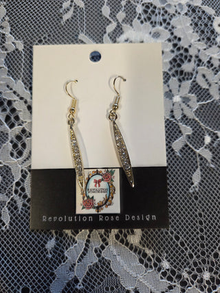 Gold Rhinestone Stick Earrings