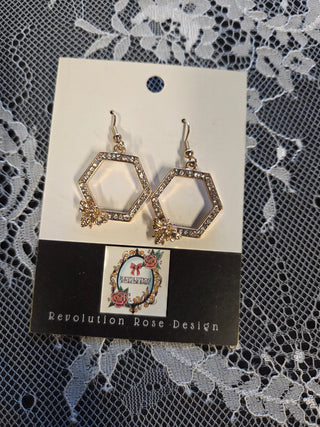 Rhinestone Bee Hoop Earrings
