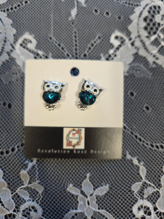 Stainless Steel Blue Owl Earrings
