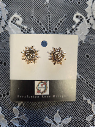 Gold Plated Sun Stud Earrings