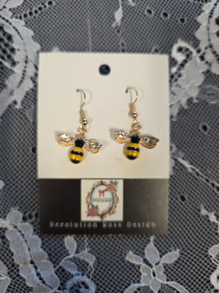 Rhinestone Bee Earrings