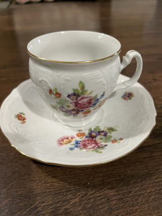 Vintage Thun Bernadotte Pink Flower Tea Cup & Saucer RCD