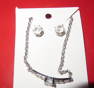 Rhinestone bracelet & pieced earring set RCD