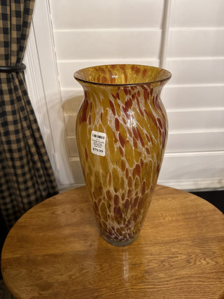Vintage Murano Style Large Handblown Vase with Brown, Amber and White - RCD