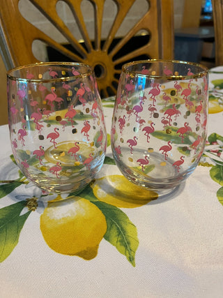 Flamingo Wine Glass w/Gold Trim RSV|96447