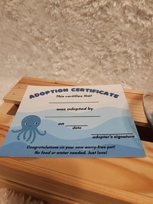 Aquatic Worry-free Pet: Octopus- turquoise, round aquarium, gems, adoption certificate