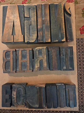 Antique Wooden Letterpress Printing Blocks, 16 pieces, RCD|113046