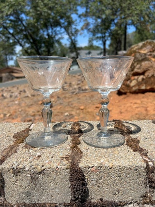 Set of 2 Vintage Libbey ROCK SHARPE Champagne/Tall Sherbet Glasses