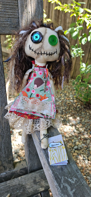 Journal Junction Jenny No. 006-Rowan Handmade Art Dolll w/Mini Journal OOAK Cloth Doll