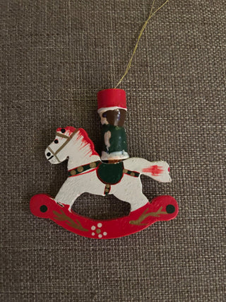 Small White Wooden Rocking Horse with Toy Soldier   MTS|132082