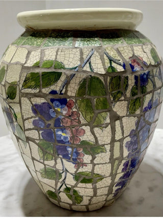 Vintage Mosaic Flower Plantar Pot Vace Napco #62 VV MTS