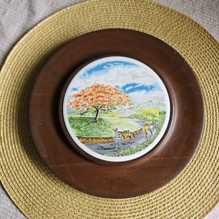 Puerto Rican "Jibaros" Wood + Ceramic Wall Plaque (BRI) - MTS|116918