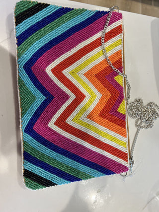 Rainbow Chevron beaded purse MTS|119647