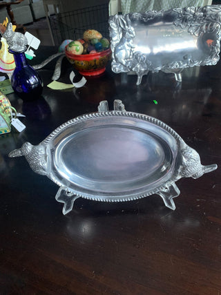 Vintage Pewter Oval Bunny Tray MTS