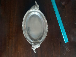 Vintage Pewter Oval Bunny Tray MTS