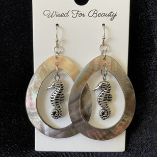 abalone framed seahorse earrings RSV