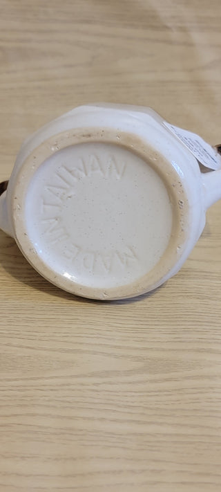 JMD- 1970s Brown & White Pottery Teapot- RSV|86331