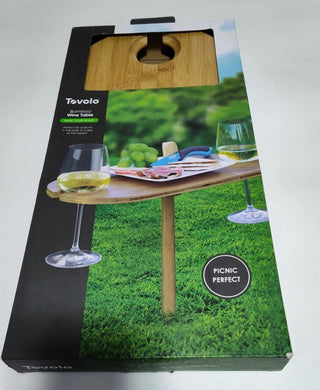 Tovolo Bamboo 2 Wine Collapsible Table W/Ground Stake table /Glass holder #47 VV MTS|109051